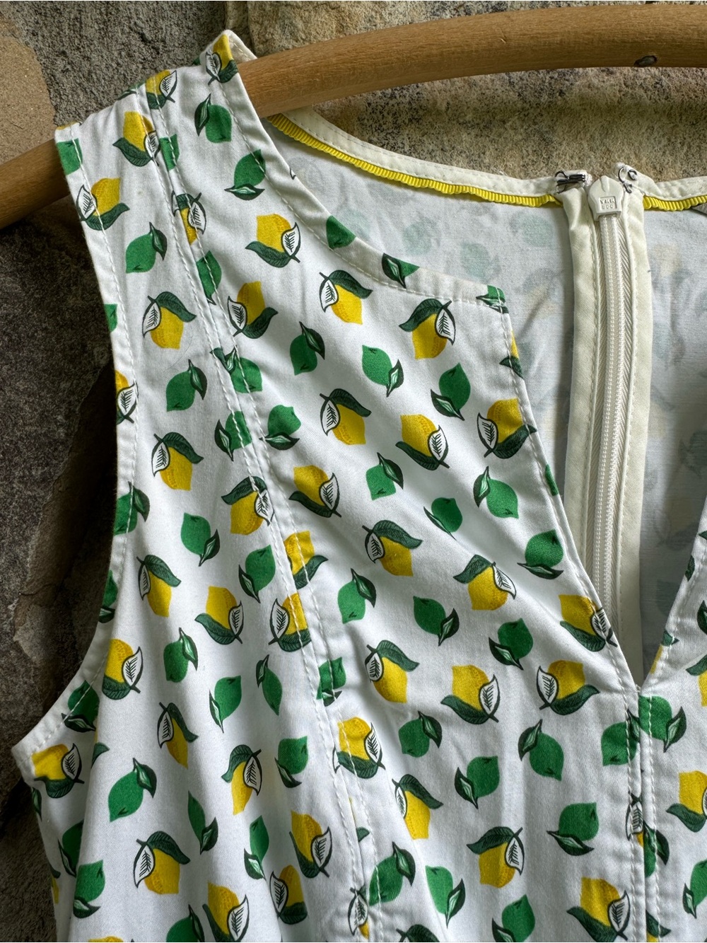 Boden Lemon Print A Line Sun Dress 4 Stretch Cotton Cottagecore Coastal Whimsy - Picture 4 of 14